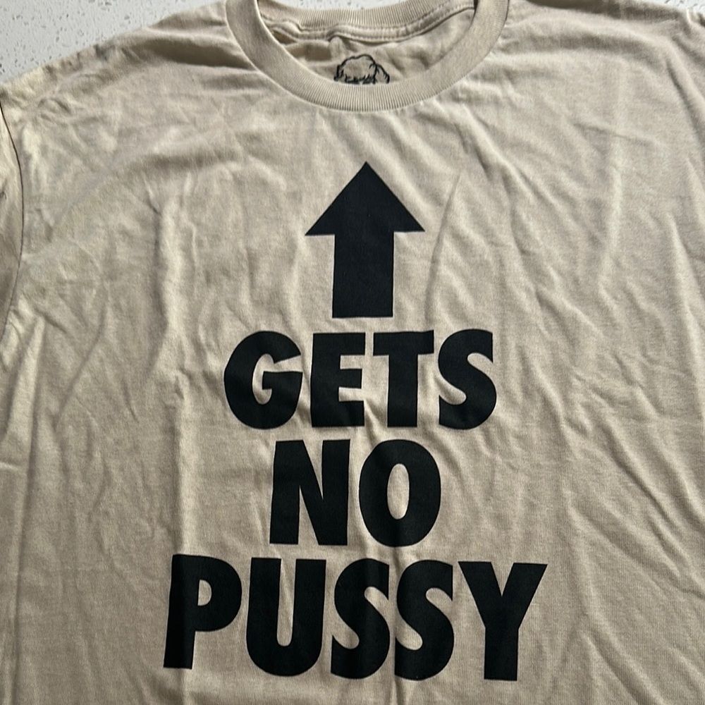 Tan Graphic Tee with Bold Print